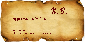 Nyeste Béla névjegykártya